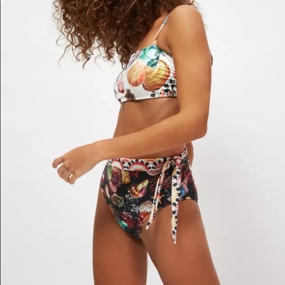 Lux French Costal Sea Shell Bikini With High Waisted Fold Over & Side Ties - Picture 2 of 9